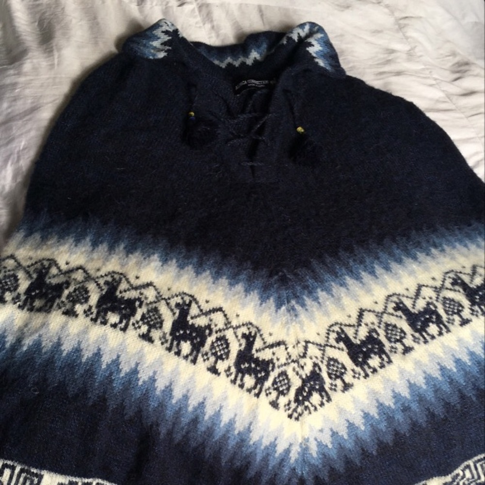Alpaca Connection Dark Blue Poncho